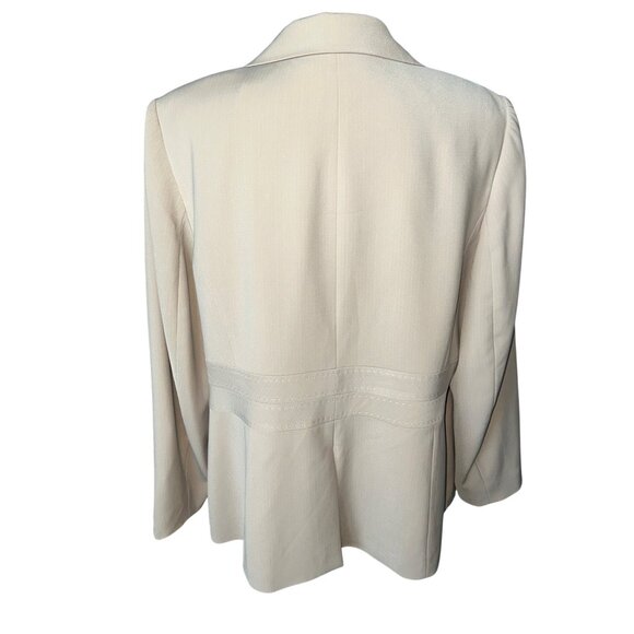 Liz Claiborne Beige Blazer Jacket Pinstriped Lined 3 Button Defined Waist 18W - Picture 3 of 8